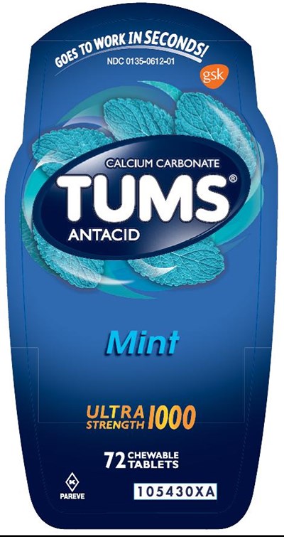 Tums Ultra Mint 72 count front label - 105430XA Tums Ultra Mint 72 count front label